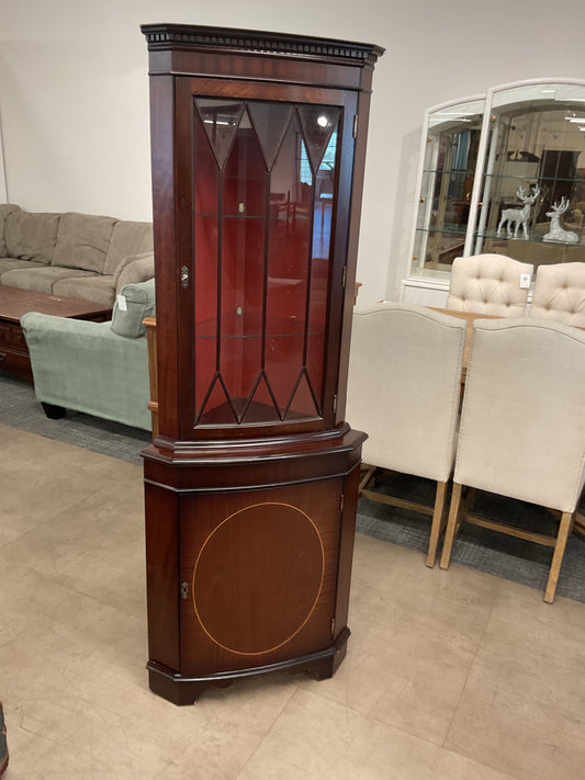 Elegant Dark Wood Corner Cabinet