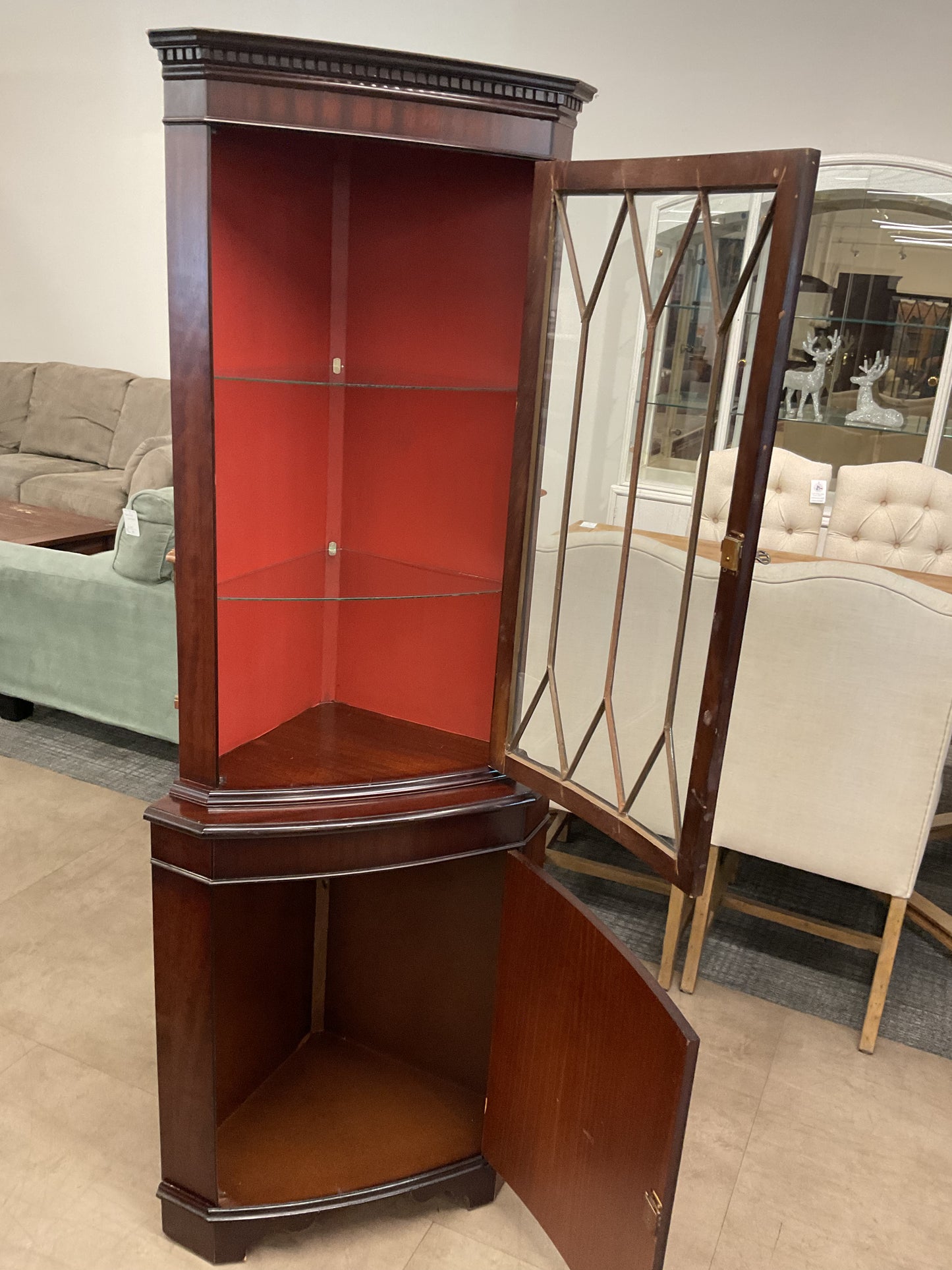 Elegant Dark Wood Corner Cabinet